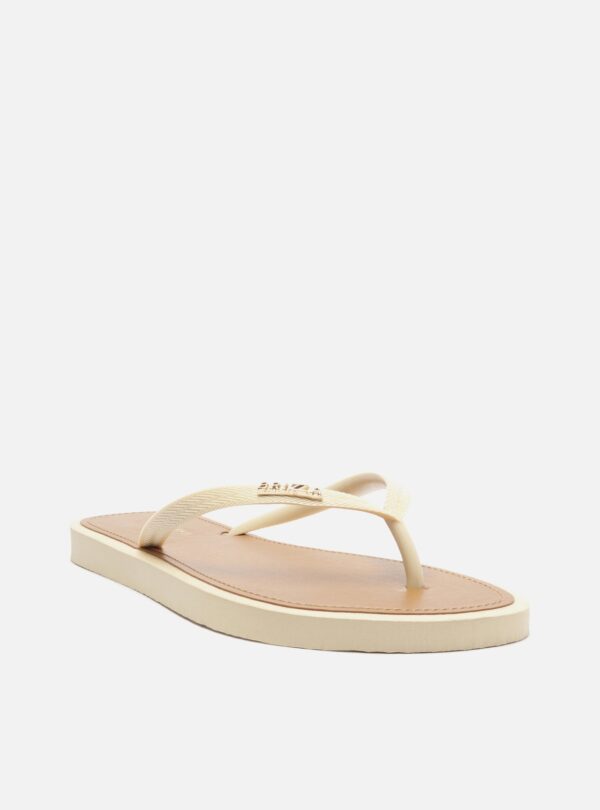 Chinelo de Dedo Tiras Off-white Palmilha Marrom - Imagem 2