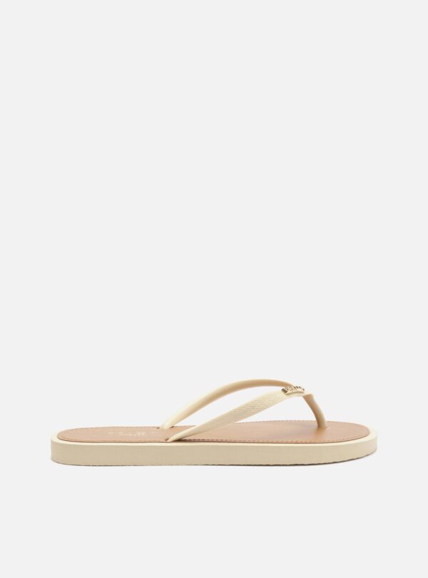 Chinelo de Dedo Tiras Off-white Palmilha Marrom - Imagem 3