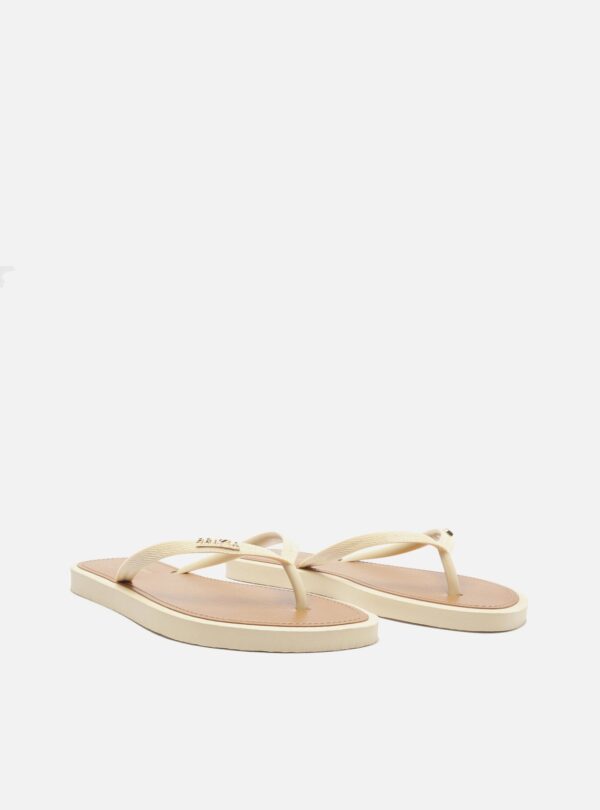 Chinelo de Dedo Tiras Off-white Palmilha Marrom - Imagem 4