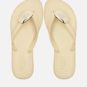 Chinelo Minimal Branco Bico Redondo Brizza