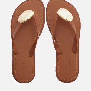 Chinelo Minimal Marrom Bico Redondo Brizza