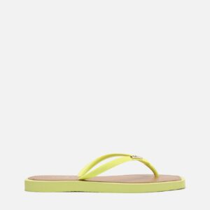 Chinelo de Dedo Amarelo Square Palmilha Marrom