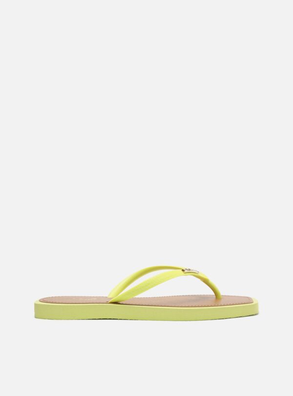 Chinelo de Dedo Amarelo Square Palmilha Marrom - Imagem 3