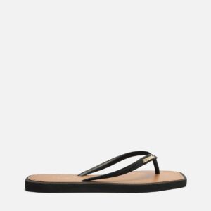 Chinelo de Dedo Preto Square Palmilha Marrom