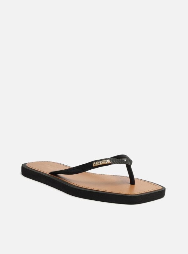 Chinelo de Dedo Preto Square Palmilha Marrom - Imagem 2