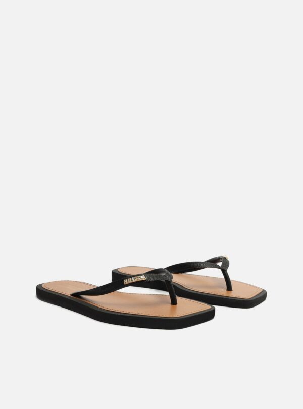 Chinelo de Dedo Preto Square Palmilha Marrom - Imagem 3
