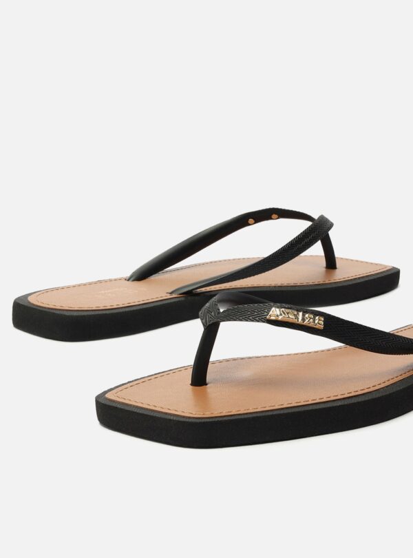 Chinelo de Dedo Preto Square Palmilha Marrom - Imagem 4