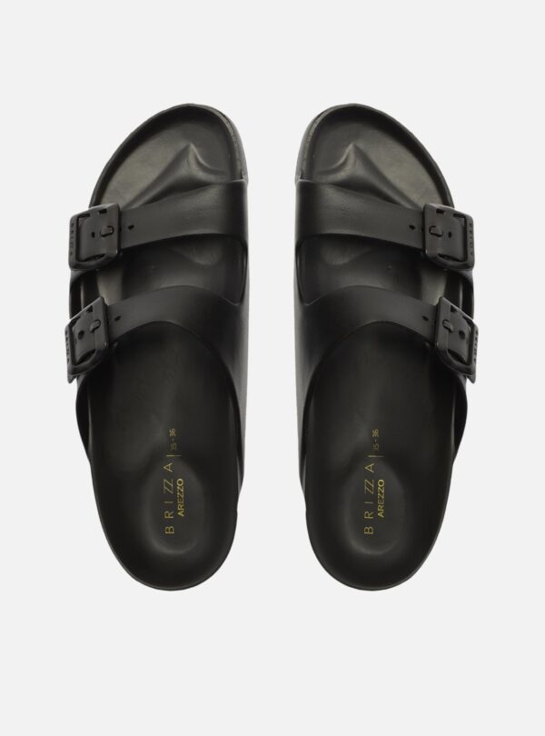 Slide Preto Flatform Tiras Brizza