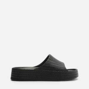 Slide Preto Tresse Flatform Tira