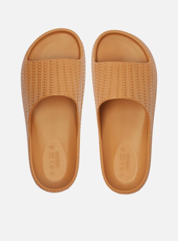 Slide Marrom Camel Tresse Flatform Tira - Imagem 3