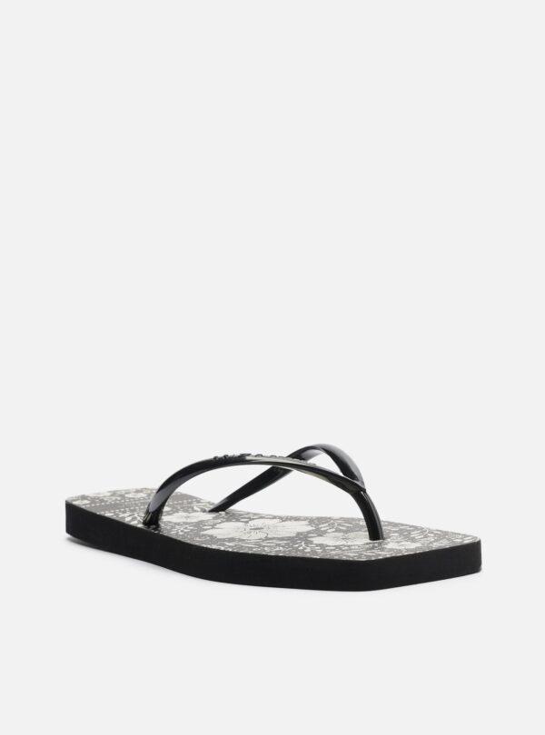 Chinelo de Dedo Preto Flat Brizza Estampa Flores - Imagem 2
