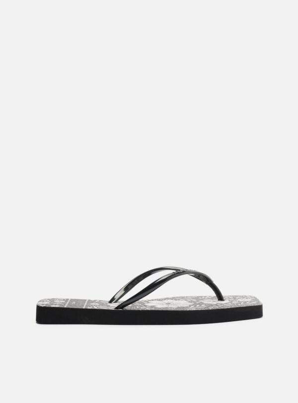 Chinelo de Dedo Preto Flat Brizza Estampa Flores - Imagem 3