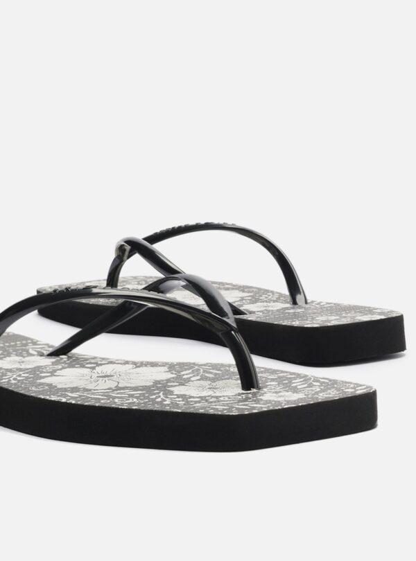 Chinelo de Dedo Preto Flat Brizza Estampa Flores - Imagem 4