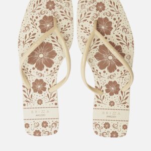 Chinelo de Dedo Off-white Flat Brizza Estampa Flores