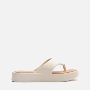 Sandália Branca Flatform Bicolor Tira
