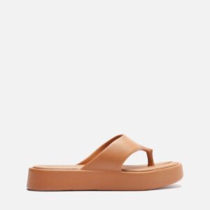 Sandália Marrom Flatform Bicolor Tira