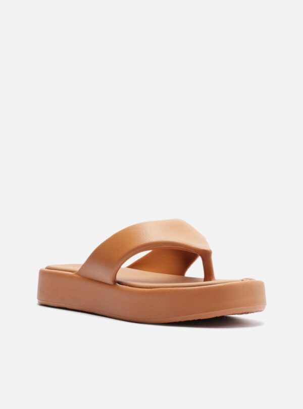 Sandália Marrom Flatform Bicolor Tira - Imagem 2