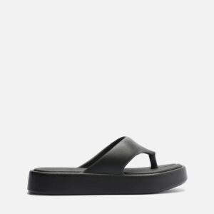 Sandália Preta Flatform Tira Larga