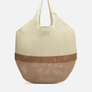 Bolsa Shopping Off-white Colorida Crochê Grande