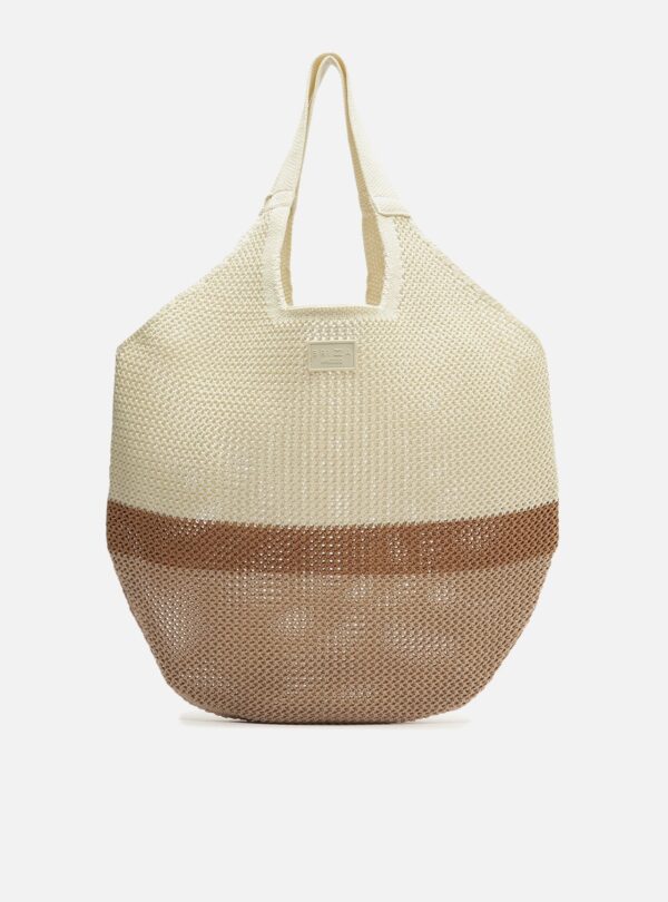 Bolsa Shopping Off-white Colorida Crochê Grande