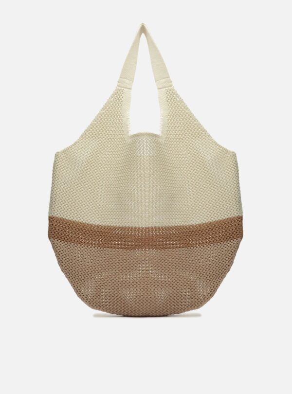 Bolsa Shopping Off-white Colorida Crochê Grande - Imagem 3