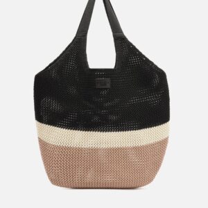 Bolsa Shopping Preta Colorida Crochê Grande